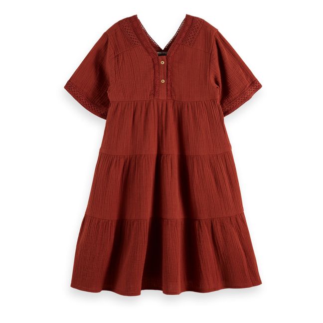 Pleated dress | Terracotta