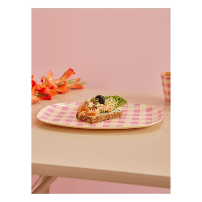 Assiette rectangulaire Check It Out | Rose