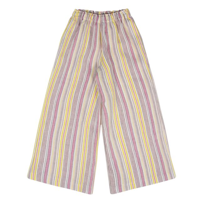 Linen Wide Stripe Pants | Pink
