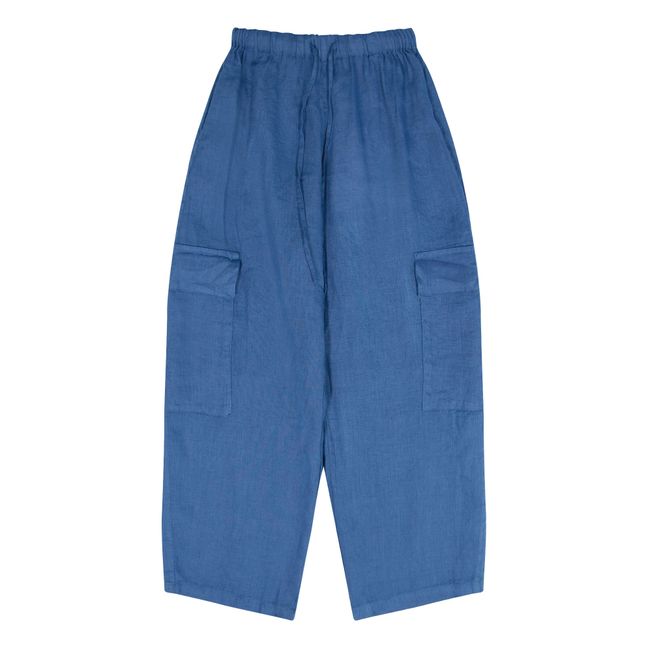 Linen Cargo Pants | Blue
