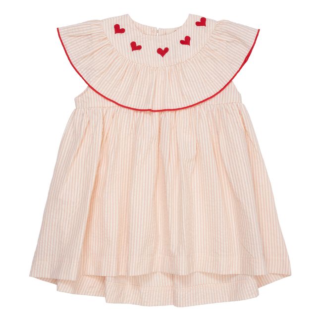 Seersucker-Kleid Herzen | Cremefarben