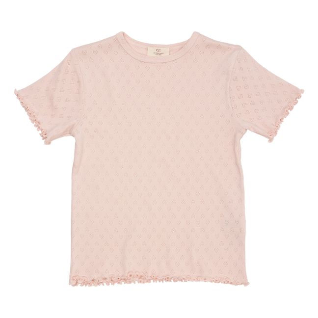 T-Shirt Pointelle | Rose pâle