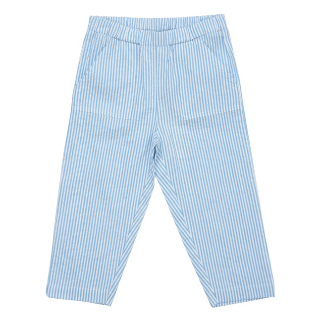 Pantaloni in seersucker | Azzurro