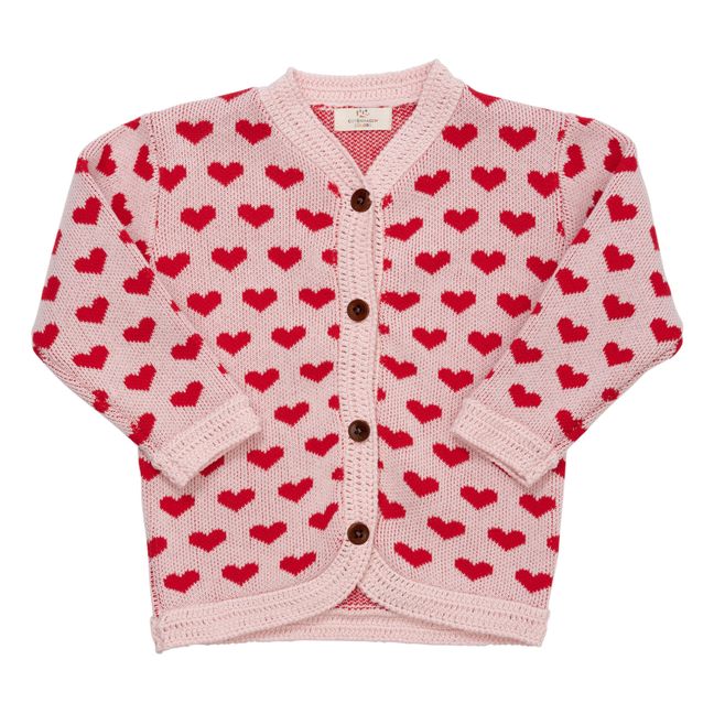 Cardigan Crochet Cœurs | Rose pâle