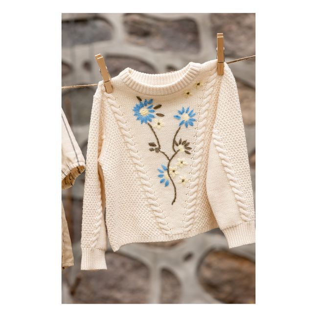 Flower Embroidery Sweater | Ecru