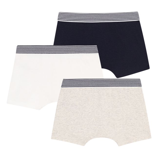 Set of 3 plain boxer shorts | Navy blue