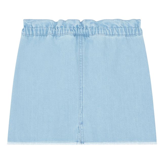 Embroidered Jean Skirt | Pale blue
