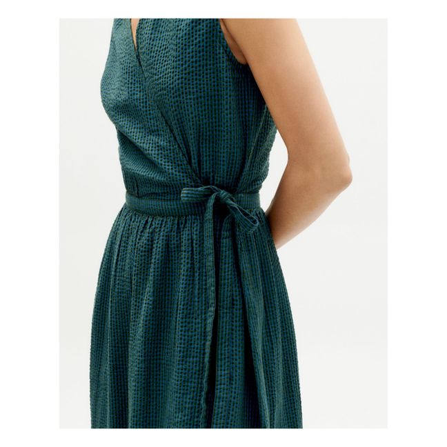 Amapola Seersucker Organic Cotton Dress | Dark green