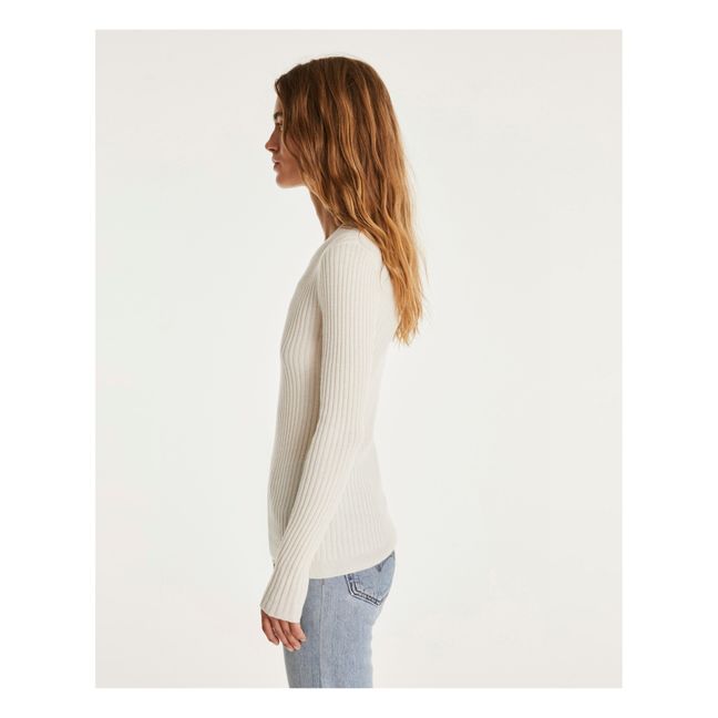 Bibi Cashmere Ribbed Sweater | White