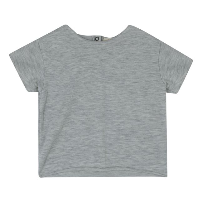 T-Shirt mit zugeknöpftem Rücken | Grau Meliert