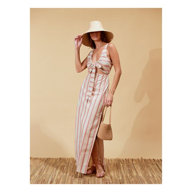 Odette Linen Stripes Dress | Beige