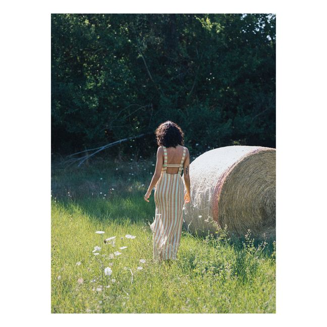 Vestido de rayas de lino Odette | Beige