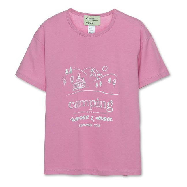 Camiseta de camping de algodón ecológico | Rosa Fushia