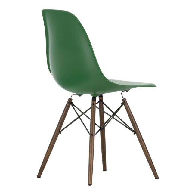 Sedia in plastica DSW - base in acero - Charles &amp; Ray Eames | Verde