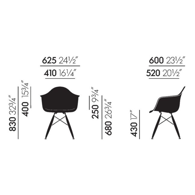 Chaise DAW - piétement érable - Charles & Ray Eames | Gris galet