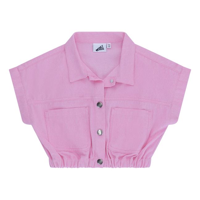 Boxy Sleeveless Jacket | Pink