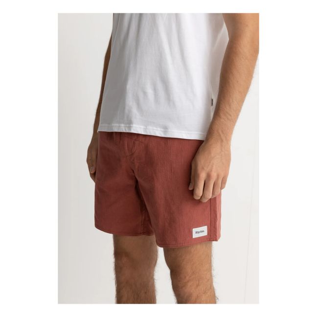 Textured Linen Shorts | ziegelrot