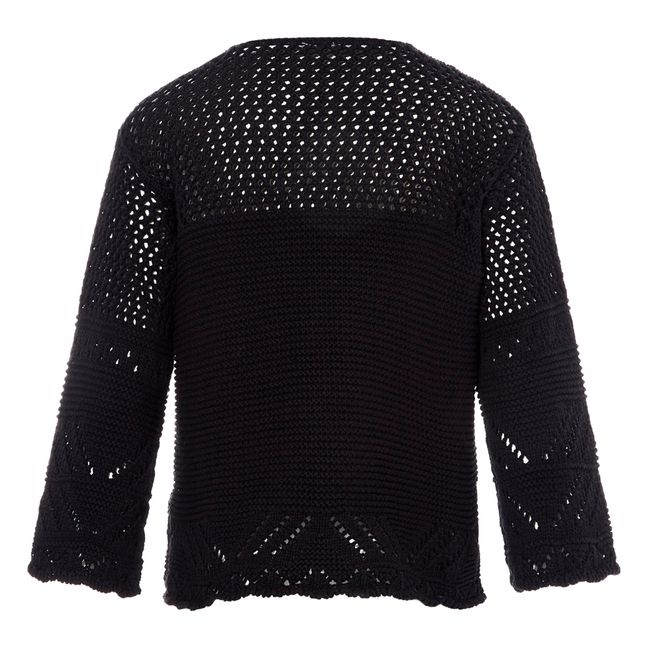 Pull Maille Crochet en Coton | Noir