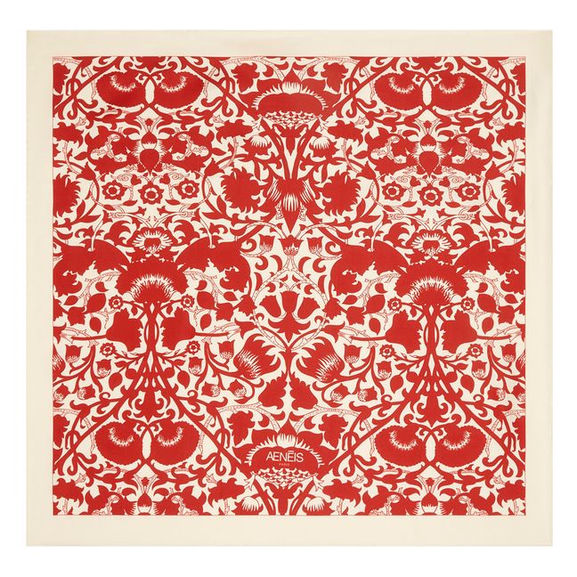 Pañuelo de seda Floral Pared | Rojo