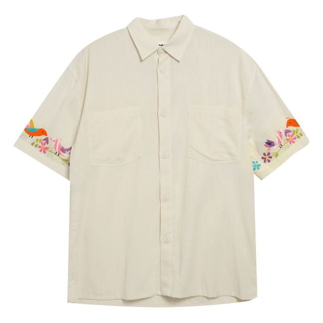 Blusa de algodón y lino bordada Mitchum 