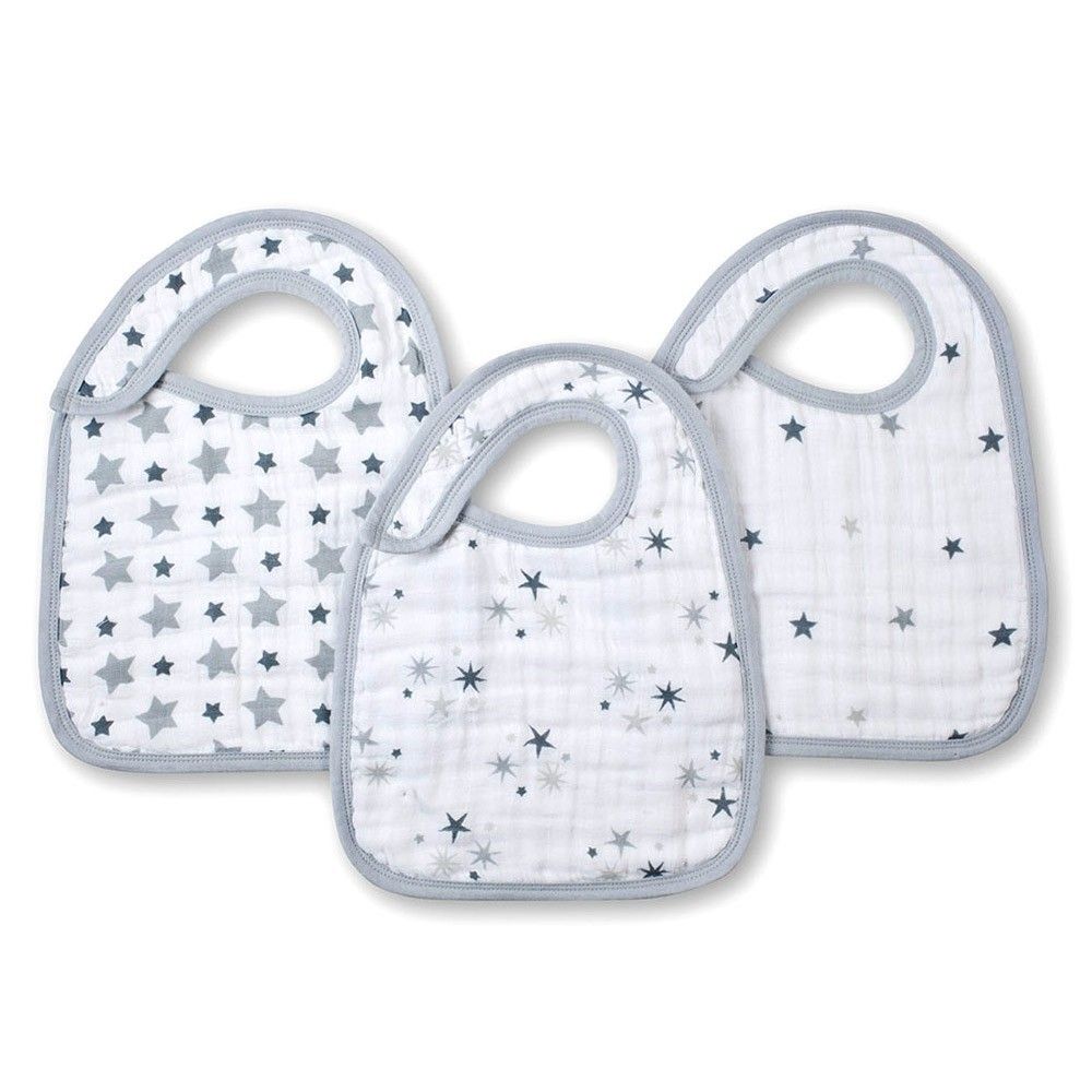 aden + anais - Bavoirs - Etoiles grises - Pack de 3 - Gris