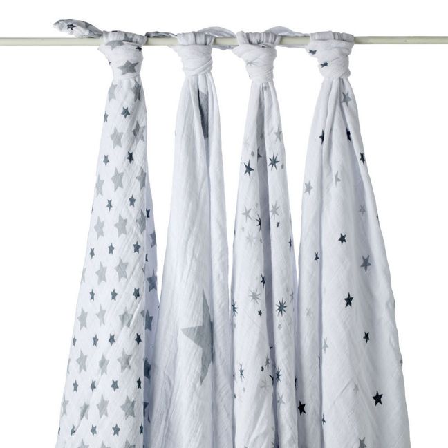 Maxi Swaddle - Grey Stars - Pack of 4