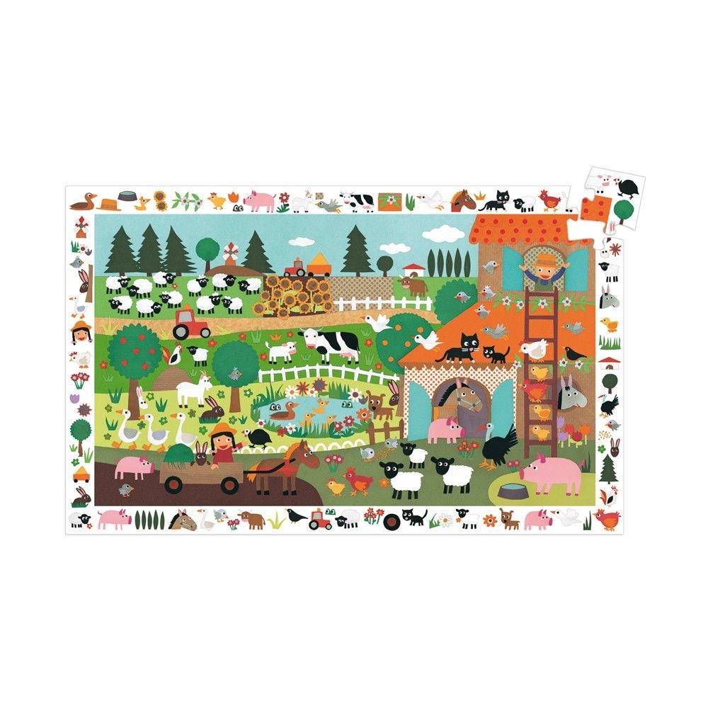 Djeco - Puzzle observation La ferme - Multicolore