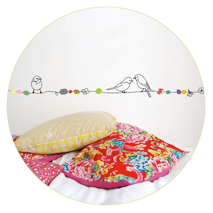 Sticker friso perlas y pájaros - Imagen del producto n°2