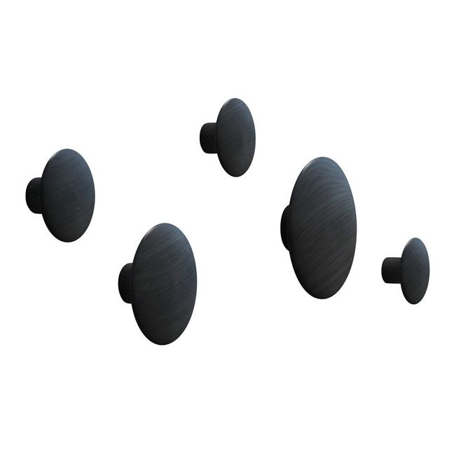 Set of 5 hooks Dots - black