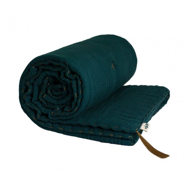 Numero 74 Quilted Blanket Teal Blue S022 Smallable