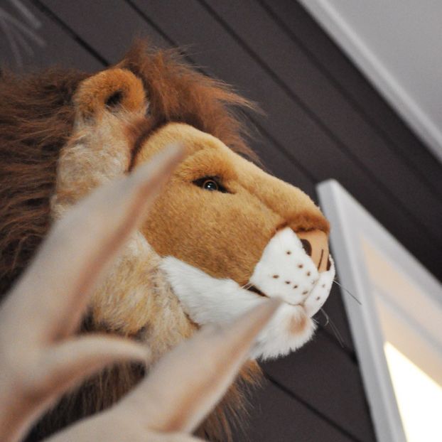 plush lion head wall decor