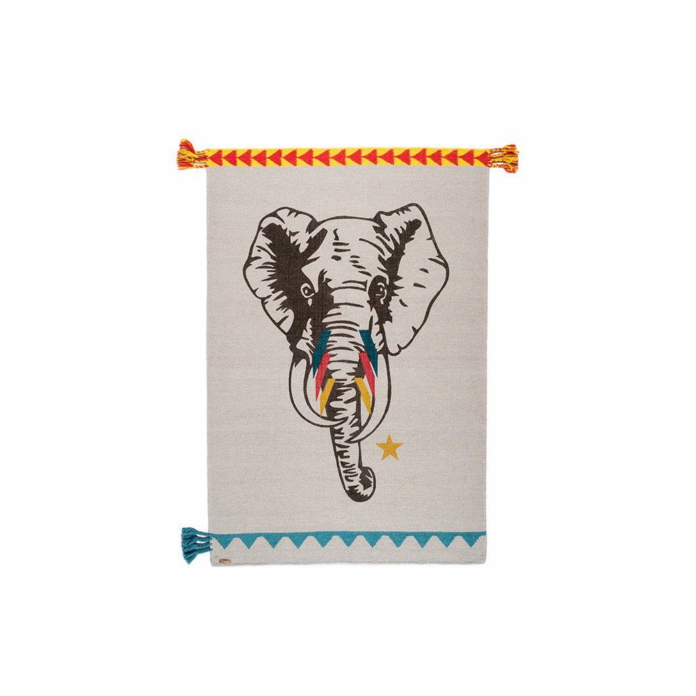 Varanassi - Tapis en laine Circus Elephant - Multicolore