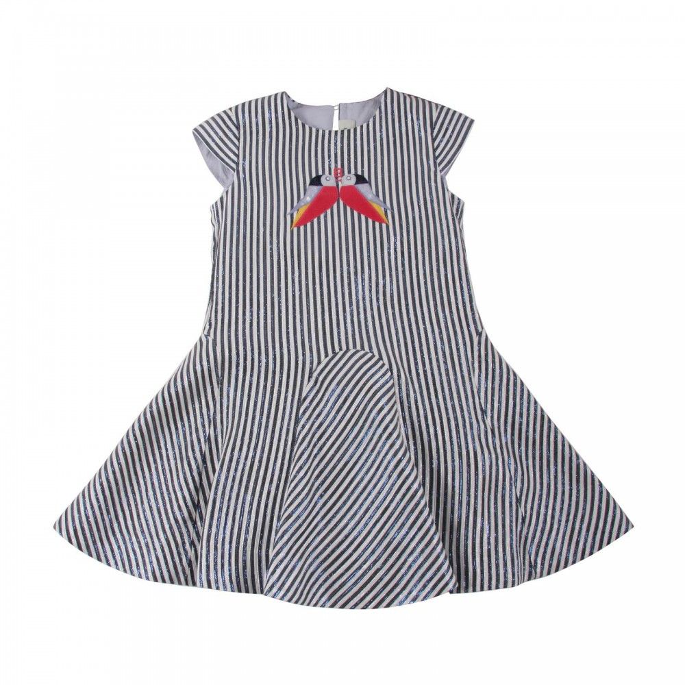 Fendi - Robe Rayée Oiseaux - Fille - Bleu