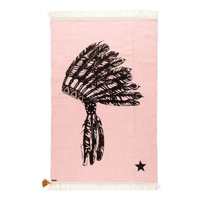 Coton Gypsy rug - Native Indian headdress Pink