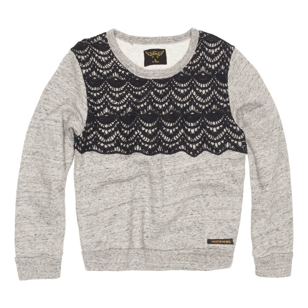 Finger in the nose - Sweat Dentelle Violetta - Fille - Gris chiné