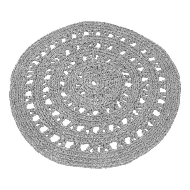 Alfombra redonda crochet | Gris Claro