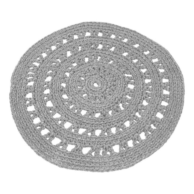 Tapis rond crochet | Gris clair