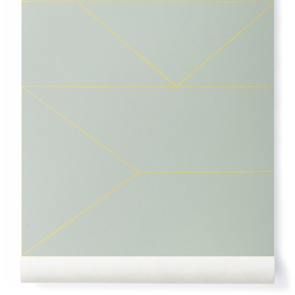 Ferm Living - Papier peint Lines - Vert amande