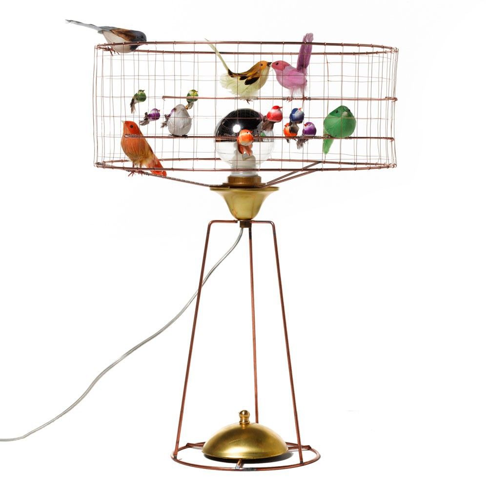 Mathieu Challières - Lampe large tambour à poser volière - Multicolore