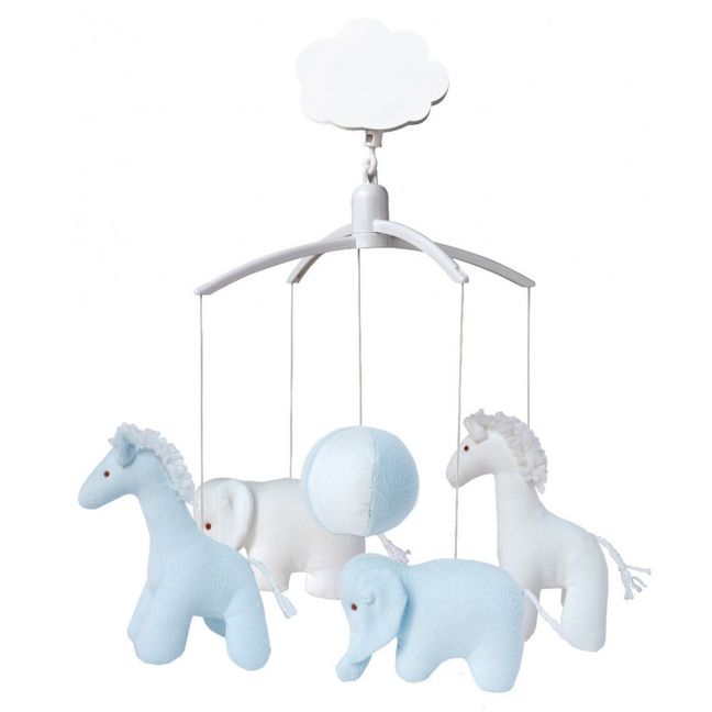 Spieluhr-Mobile Giraffe und Elefant | Blau