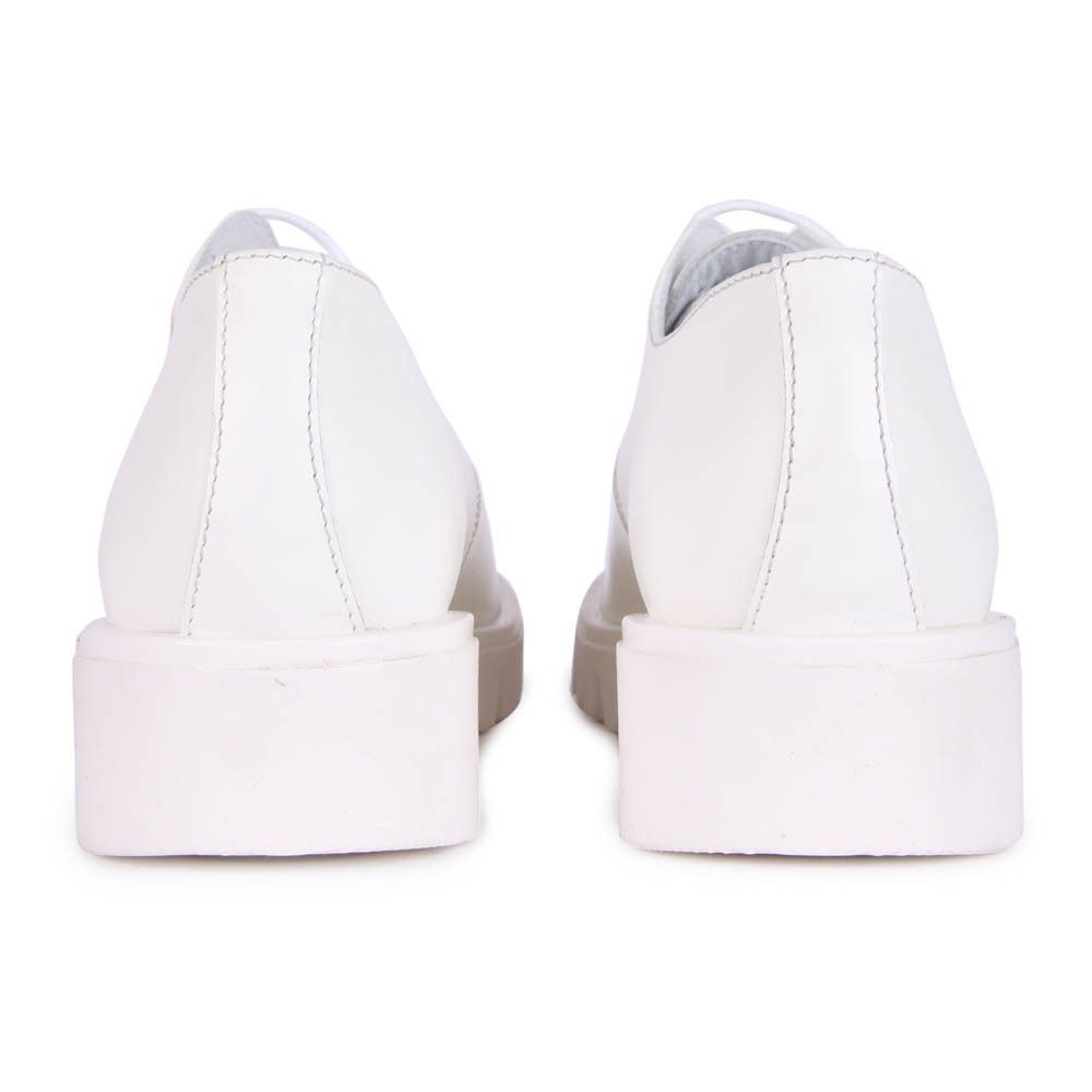 White Rubber Soled Laced Derby Shoes White Gallucci Shoes Teen