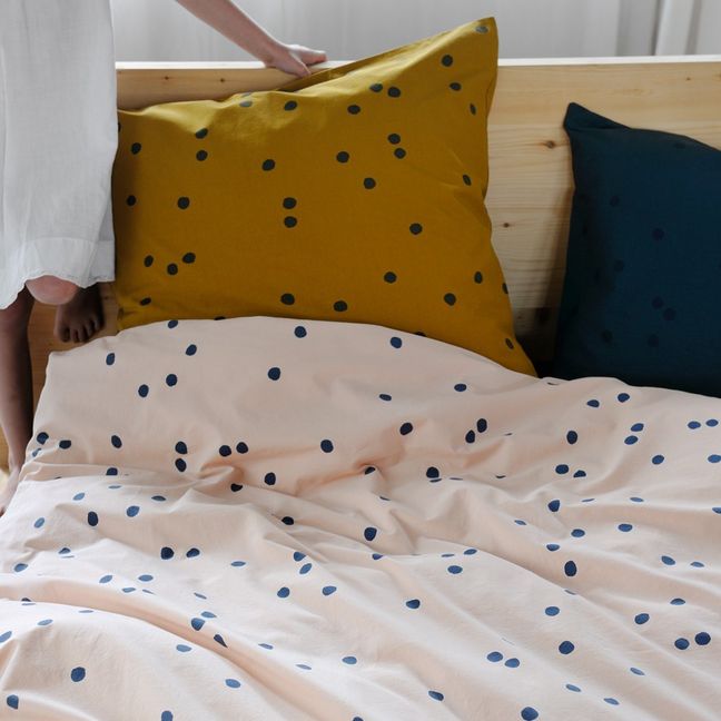 Odette Grey Dots Duvet Cover | Powder pink