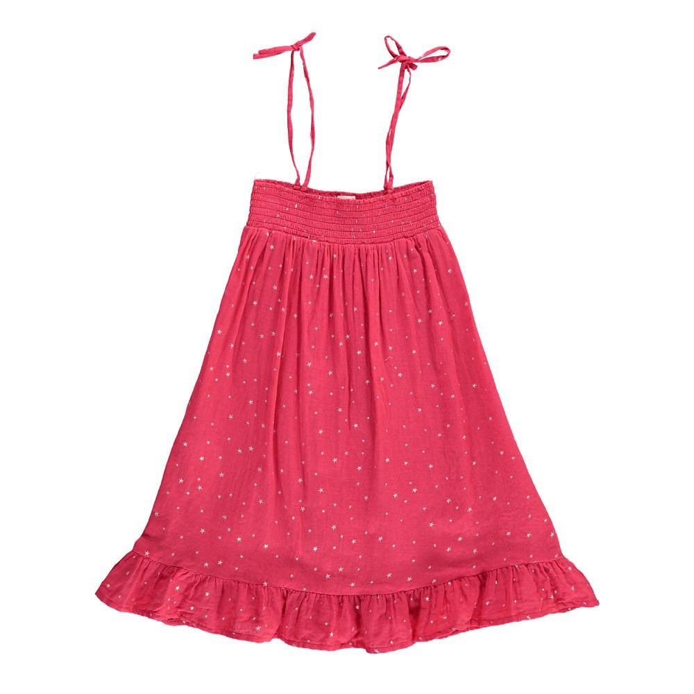 Zef - Robe Smockée Etoiles Almeria - Fille - Rouge framboise