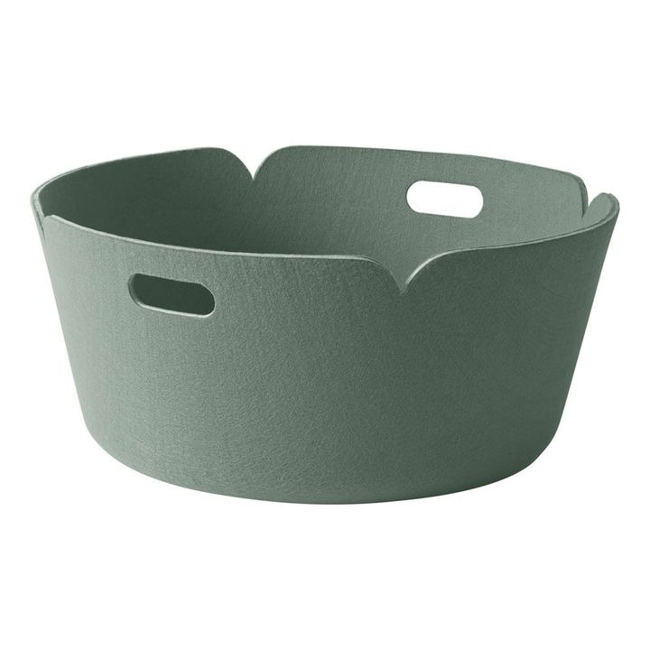 Round storage basket Restore | Almond green- Product image n°0