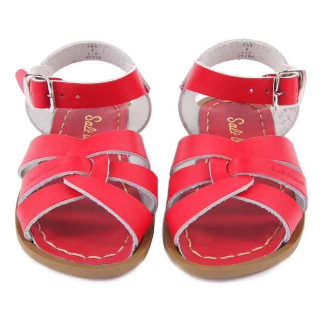 Original Leather Cross Strapped Waterproof Sandals | Red