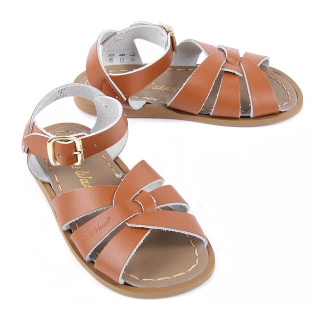 Original Leather Cross Strapped Waterproof Sandals Camel