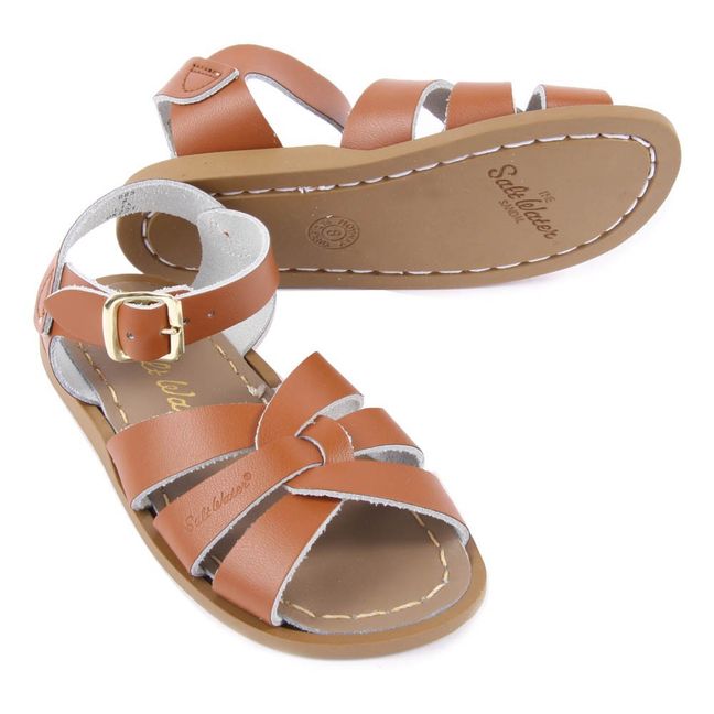 Original Leather Cross Strapped Waterproof Sandals Camel