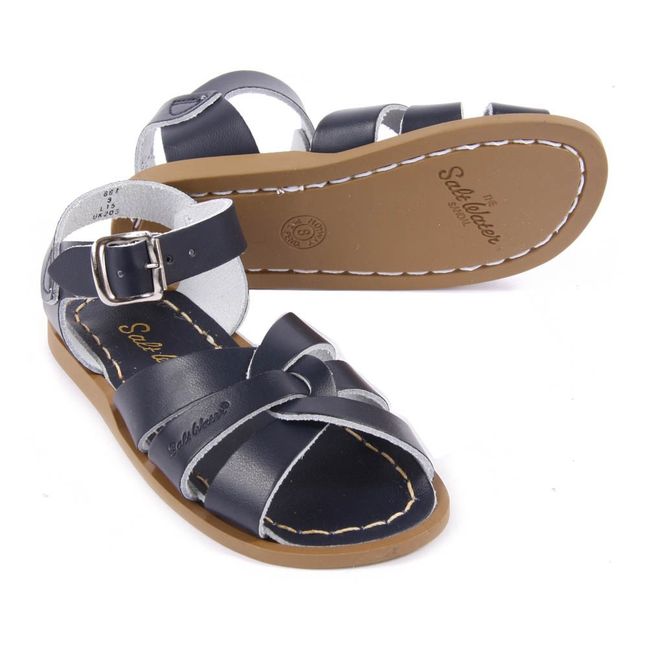 Original Leather Cross Strapped Waterproof Sandals Navy blue