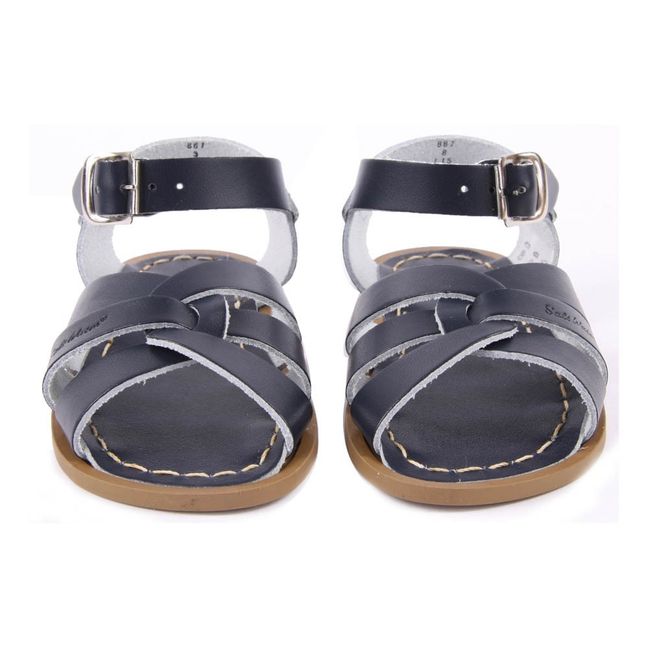 Original Leather Cross Strapped Waterproof Sandals | Navy blue