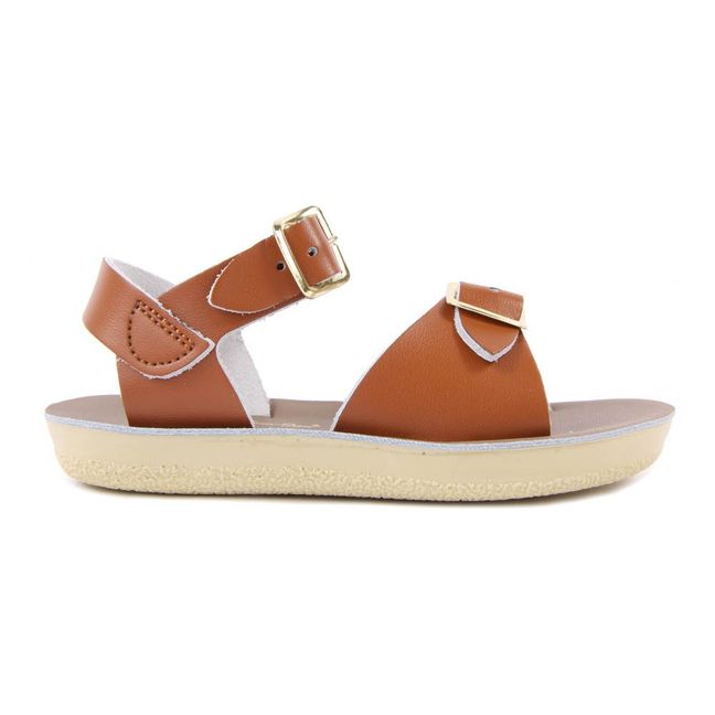 Sandali Waterproof in Pelle Doppio Buco Surfer | Camel